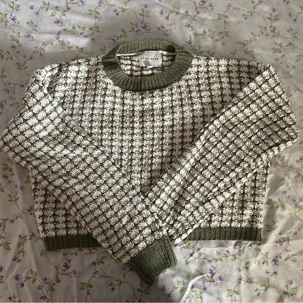 Pink rose knit sweater